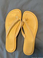 Top view of yellow Lemels flip flops