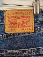 Levi Strauss rear leather patch showing model 505 and size W29 L32