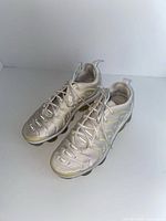 Oblique view of both Nike Vapormax Plus sneakers