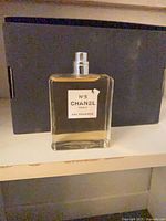 Front view of Chanel N°5 Eau Première bottle showing label and fill level