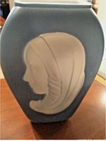 Front view showing blue body and white Madonna cameo relief