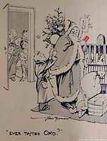 Full view of illustrated advertisement showing Santa, children and OXO cube