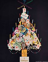 Front view of vintage Schweppes Christmas advertisement showing full artwork