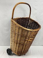 Full view of rattan wicker trolley with wheels