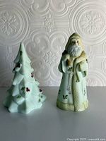 Santa and tree figurines full view