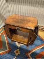 Full view of wood side table front and top