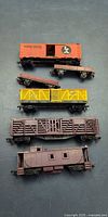 Five freight cars laid out top view
