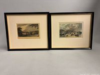 Both framed etchings side by side showing overall condition and size