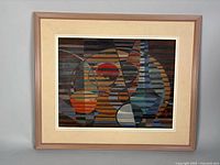 Framed DeGRAFF oil abstract painting front view