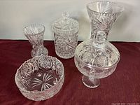 Group shot of five cut crystal pieces