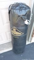 Century black heavy bag full view with logo and chain