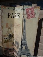 Room divider unfolded showing Paris design and three panels