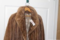 Close view of collar and upper front of coat