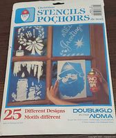 Front of stencil set packaging showing product name and sample designs