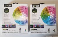 Two unopened Boost LED strip light boxes front view