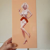 Front view of tissue box holder with Marilyn Monroe illustration
