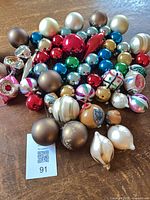 group shot of entire assortment of glass ornaments