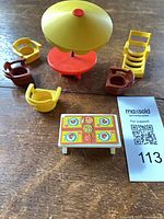 all seven Fisher-Price patio pieces displayed
