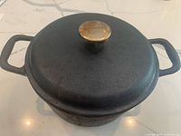 Top view of Dutch oven with lid and handles