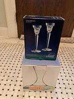 Boxed wine decanter and candlesticks