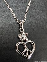 Full view of silver chain and pendant