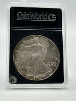 Obverse of 2004 American Silver Eagle in CoinWorld holder