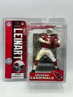 Front view of sealed Matt Leinart Series 13 action figure in packaging