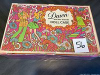 Top view of Dawn doll case showing graphics and lot sticker