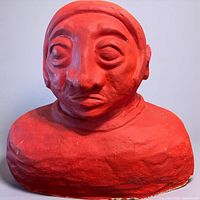 Front view of red clay bust