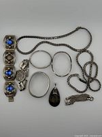 Overview of all eight sterling silver jewelry pieces