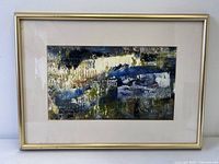 Front view of framed abstract oil painting