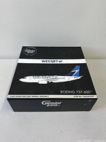 Closed box front showing branding and aircraft type