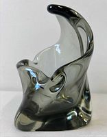 Front angle of smoky grey abstract glass ashtray