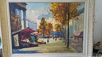 Frontal view of framed B. Kuhl Paris oil painting