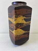 Full view of vase front showing glaze pattern and form