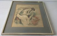 Framed Renoir pochoir lithograph front view angled