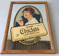 Full view of framed Adams Chiclets advertising mirror