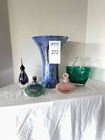 Group shot of all five art glass pieces