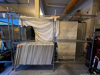 Full view of double-wide chrome wire shelving showing overall size and multiple shelves