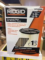 Front of RIDGID VF4000 filter retail box