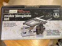 Full view of Craftsman router template set box top showing model, contents and condition
