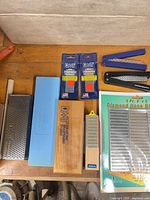 Group shot of all sharpening stones and accessories