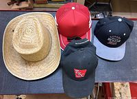 All four hats arranged together