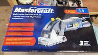 Box front showing Mastercraft multi-cutter precision saw kit details