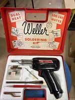 Case open showing Weller soldering kit contents
