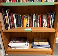 Top shelf showing row of fiction paperbacks