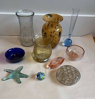 Group shot showing all ten glass pieces