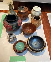 Group shot of all eleven pottery pieces
