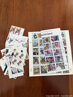 Full view of both main stamp sheets and loose stamp blocks