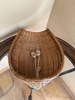 Top view of elongated woven wicker basket